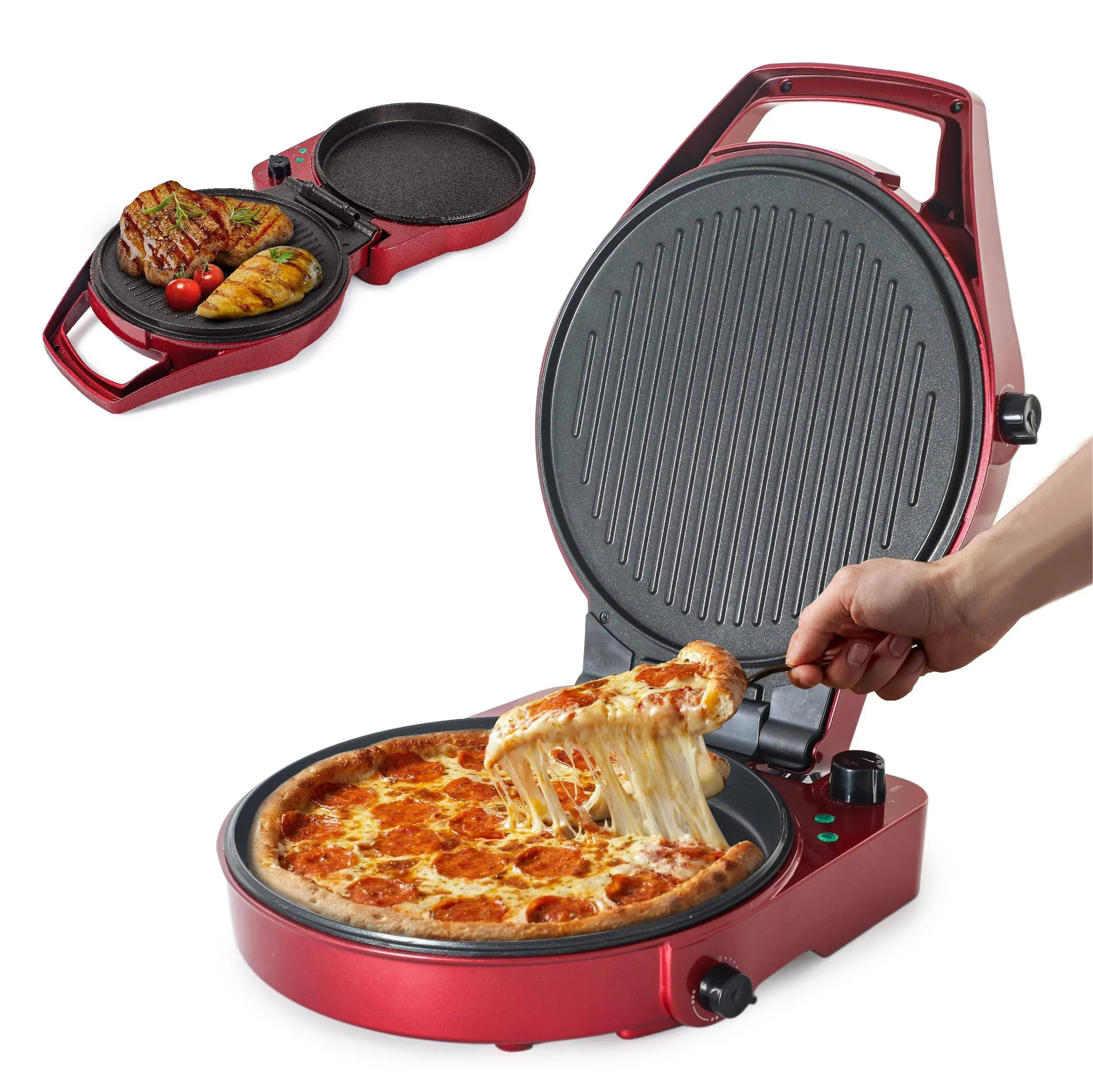 Commercial Chef Pizza Maker and Indoor Grill CHPG12R