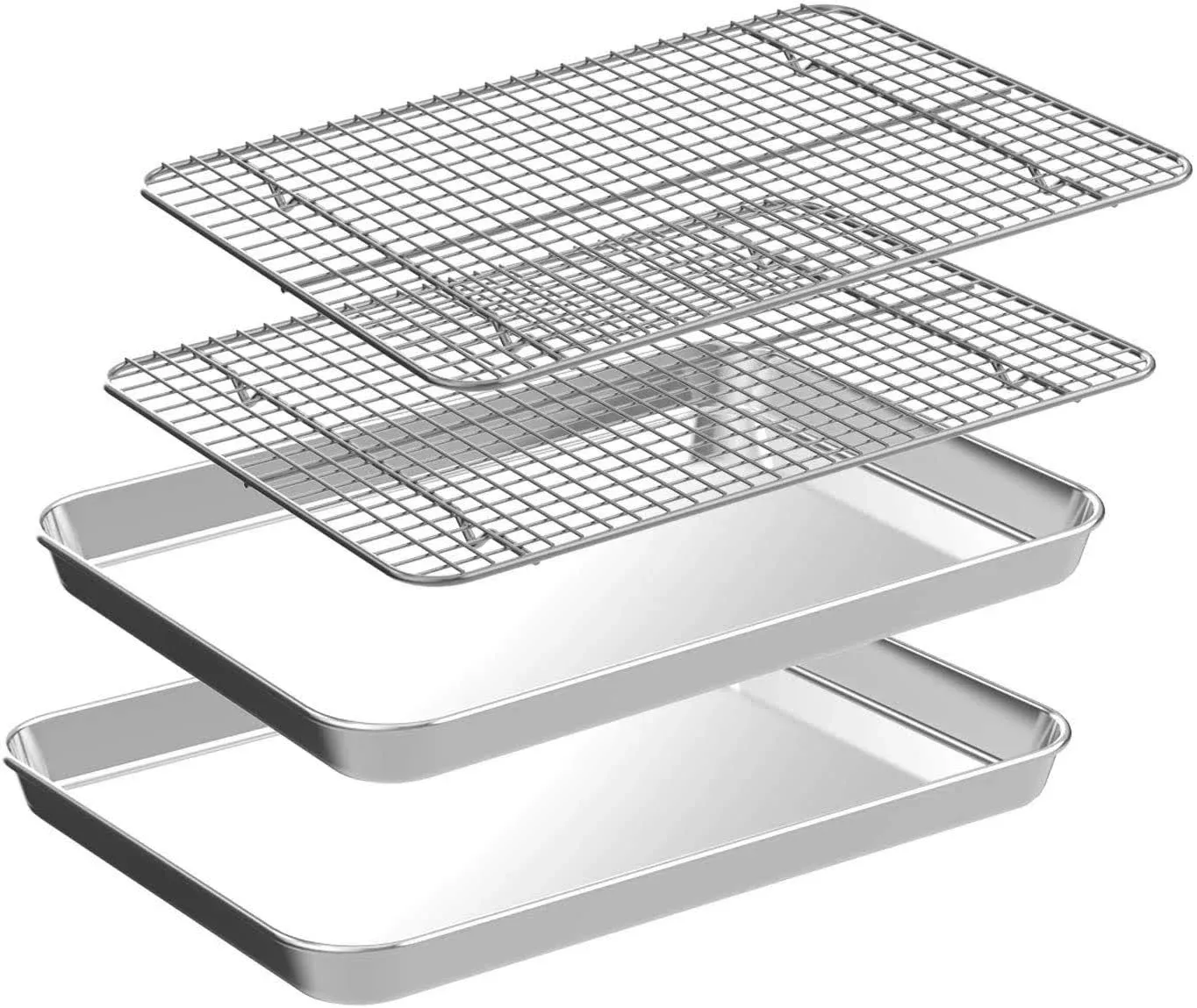 Half Sheet Pans with Rack Set CEKEE Stainless Half Size Large Baking Sheets with Rack -18 Inch Baking Tray Set