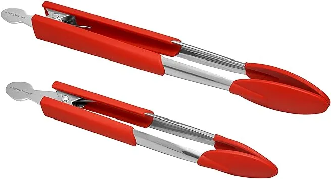 Rachael Ray Lil' Huggers 2 Piece Tongs Set - Red