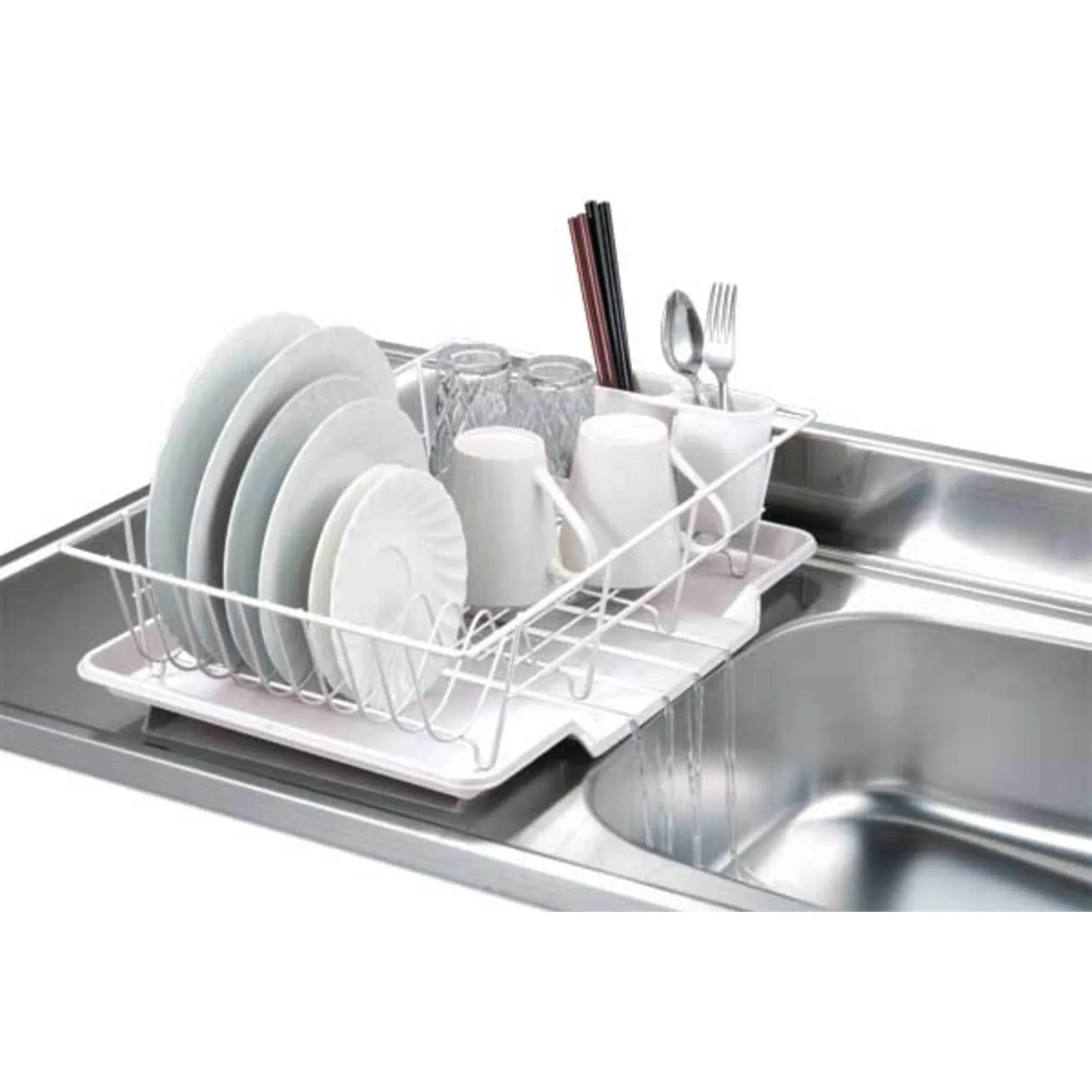 Dish Drying Rack (Red) | By Home Basics | Dish Drainers For Kitchen Counter | With Sloping Tray and Utensil Holder | Big Dish Drying Rack