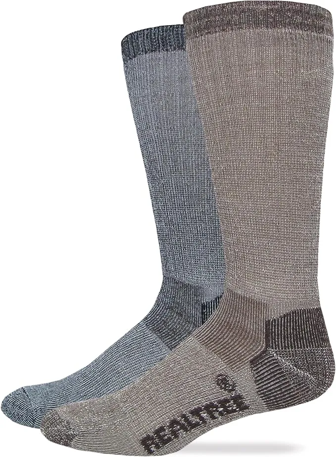 Realtree Mens Merino Wool Blend Mid Calf Boot Socks 2 Pair Pack