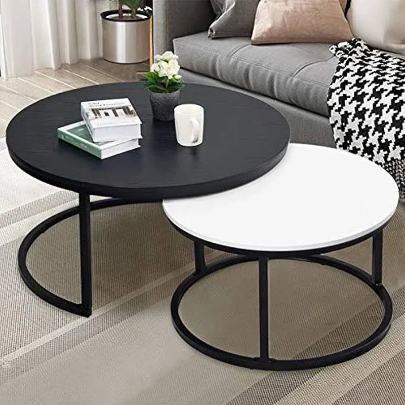 Round Coffee Table, Nesting Tables Set of 2, Large : Ø 34.0&#034;, Small : Ø 26.0&#034;...