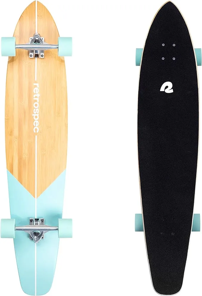 Retrospec Zed Cruiser & Pintail Longboard Skateboard Complete Cruiser | Bamboo & Canadian Maple Wood Cruiser w/Reverse Kingpin Trucks for Commuting, Cruising, Carving & Downhill Riding