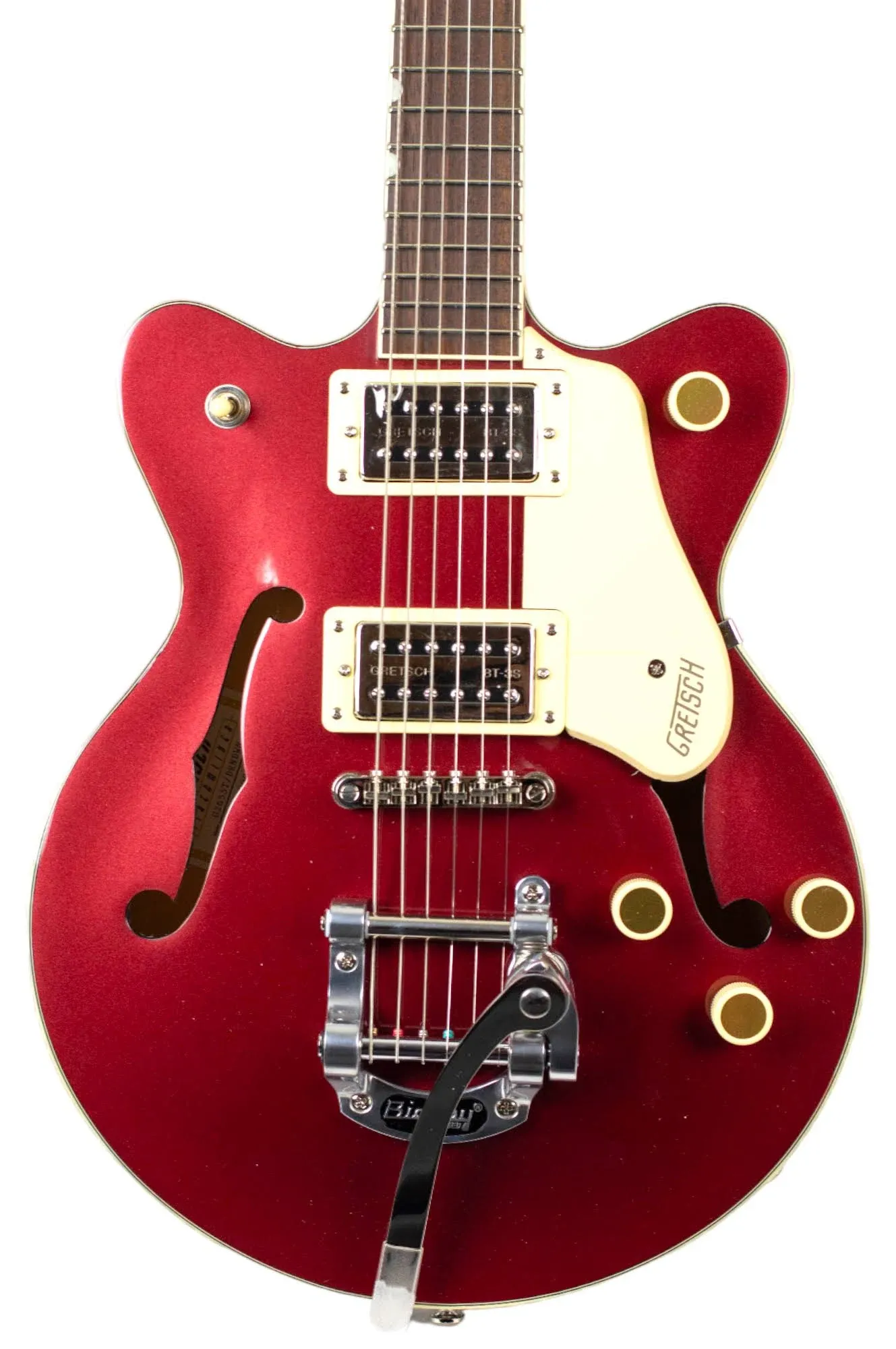 Gretsch G2655T Streamliner Center Block Jr. 6-String Right-Handed Double-Cut Electric Guitar with Maple Body, Bigsby Tailpiece, All-New Broad’Tron BT-3S Pickups and Versatile Controls (Coral)