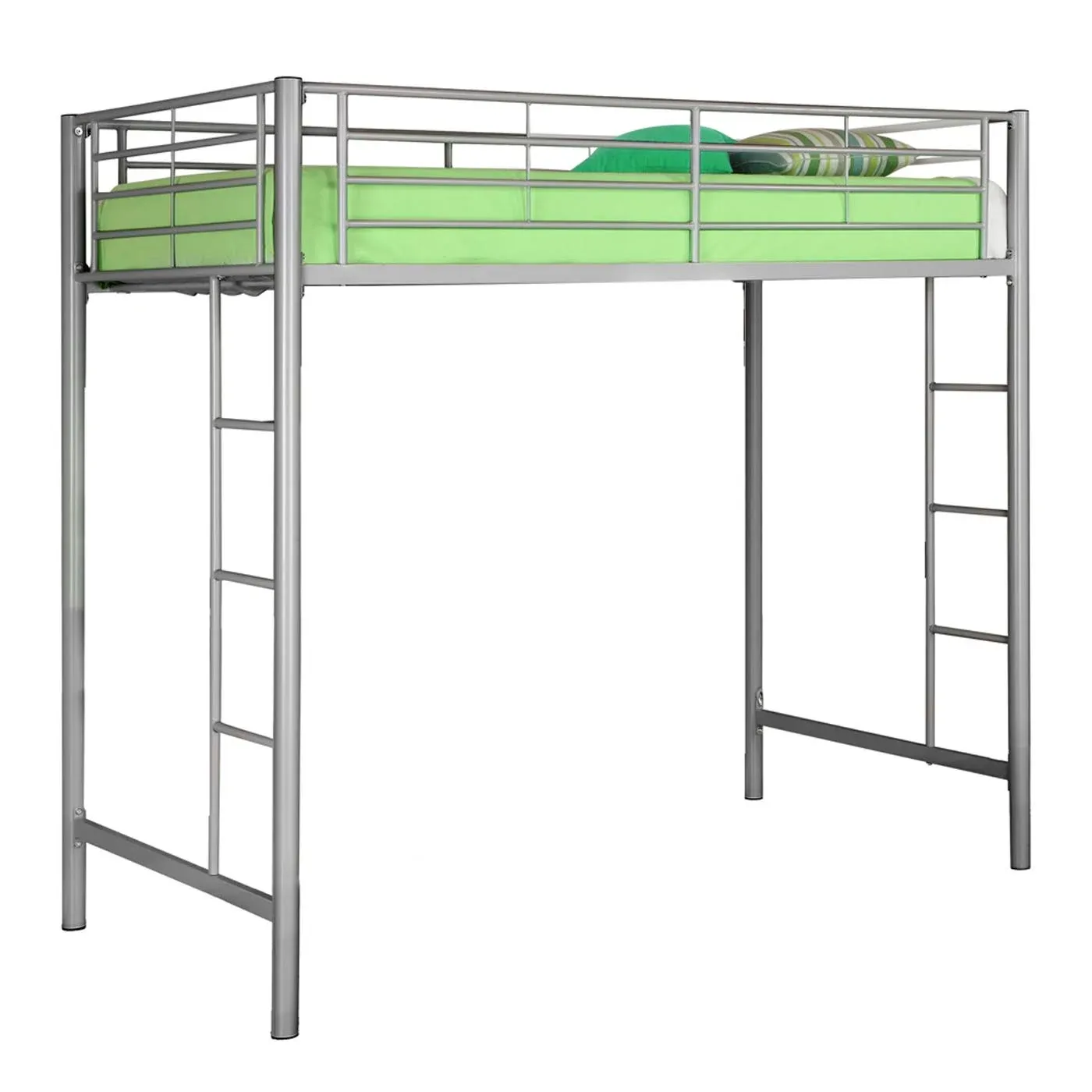 Walker Edison Metal Twin Loft Bunk Bed, Silver