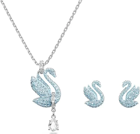 Swarovski Women's Iconic Swan Drop Earrings - Blue