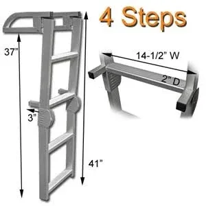 Space Saving Aluminum Quick Release 4-Step Pontoon Boat Ladder (Open Box)