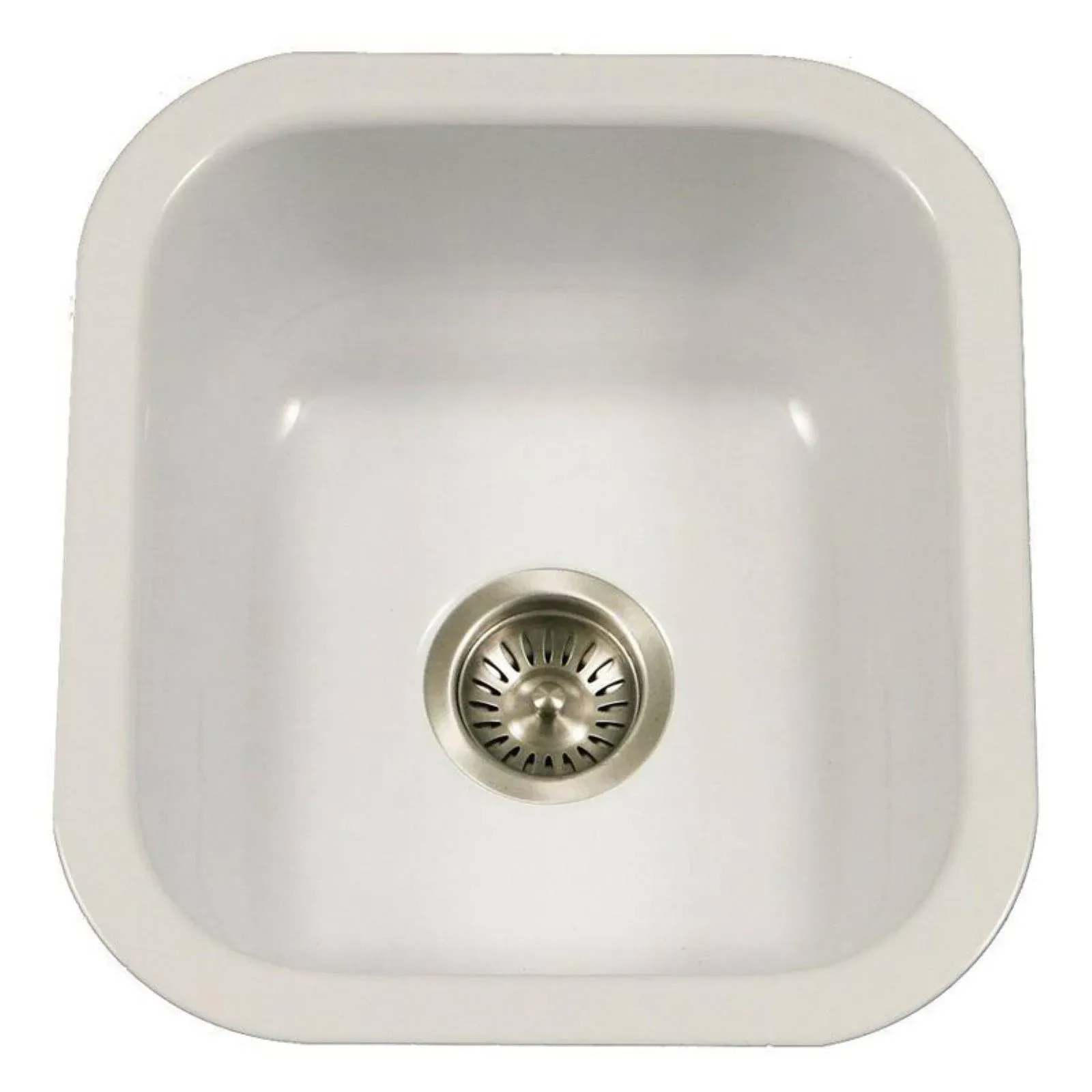 Houzer PCB-1750 WH Porcela Series Porcelain Enamel Steel Undermount Bar & Prep Sink; White