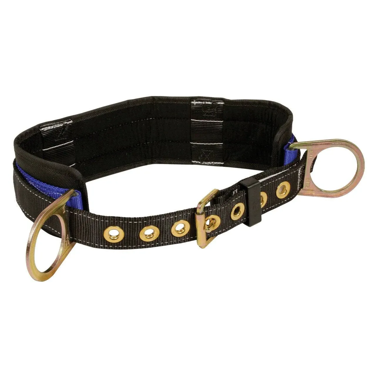 FallTech 7055M Padded Positioning Belt with Two D-Rings Black Blue Medium