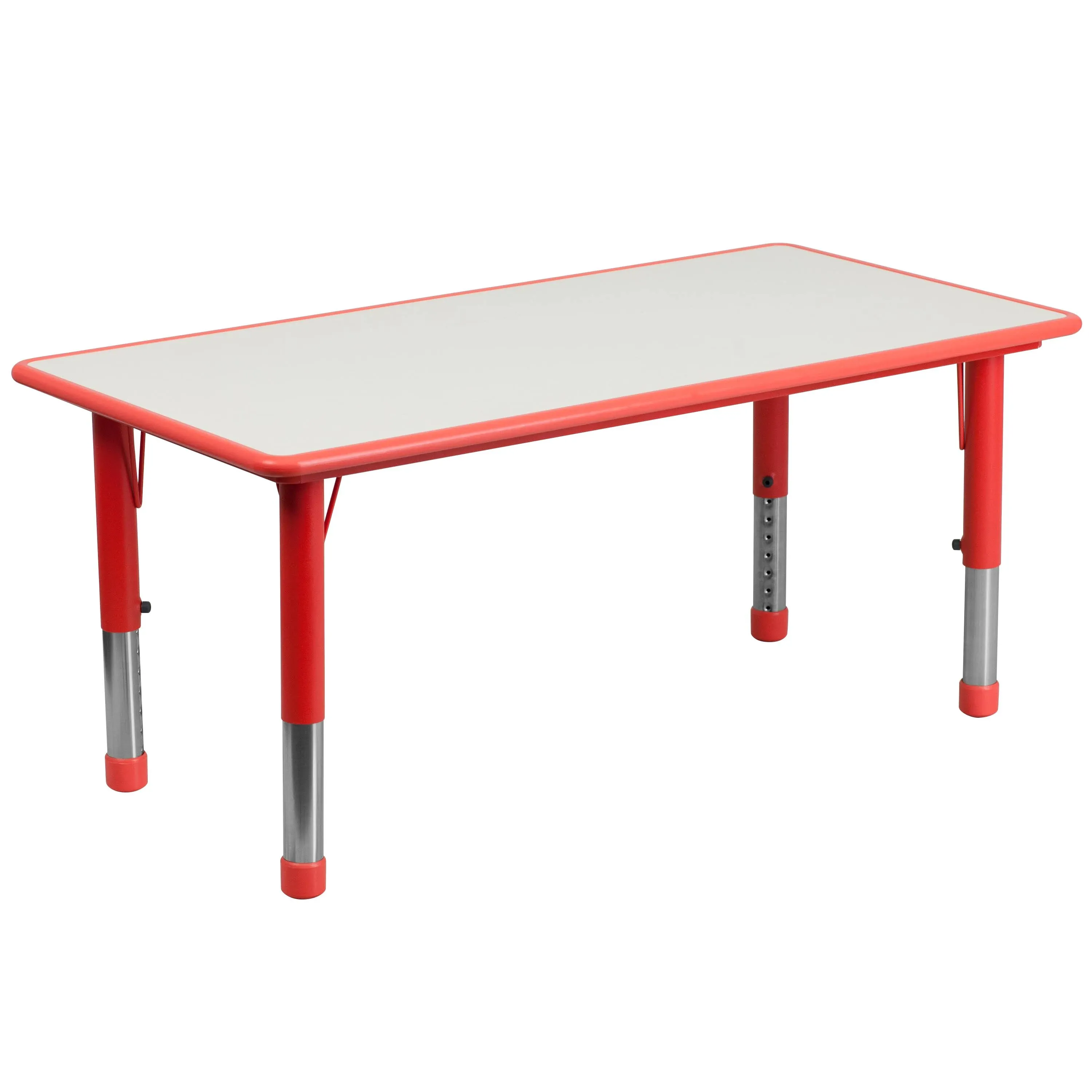 23.625''W x 47.25''L Height Adjustable Rectangular Plastic Activity Table with Top Flash Furniture Red