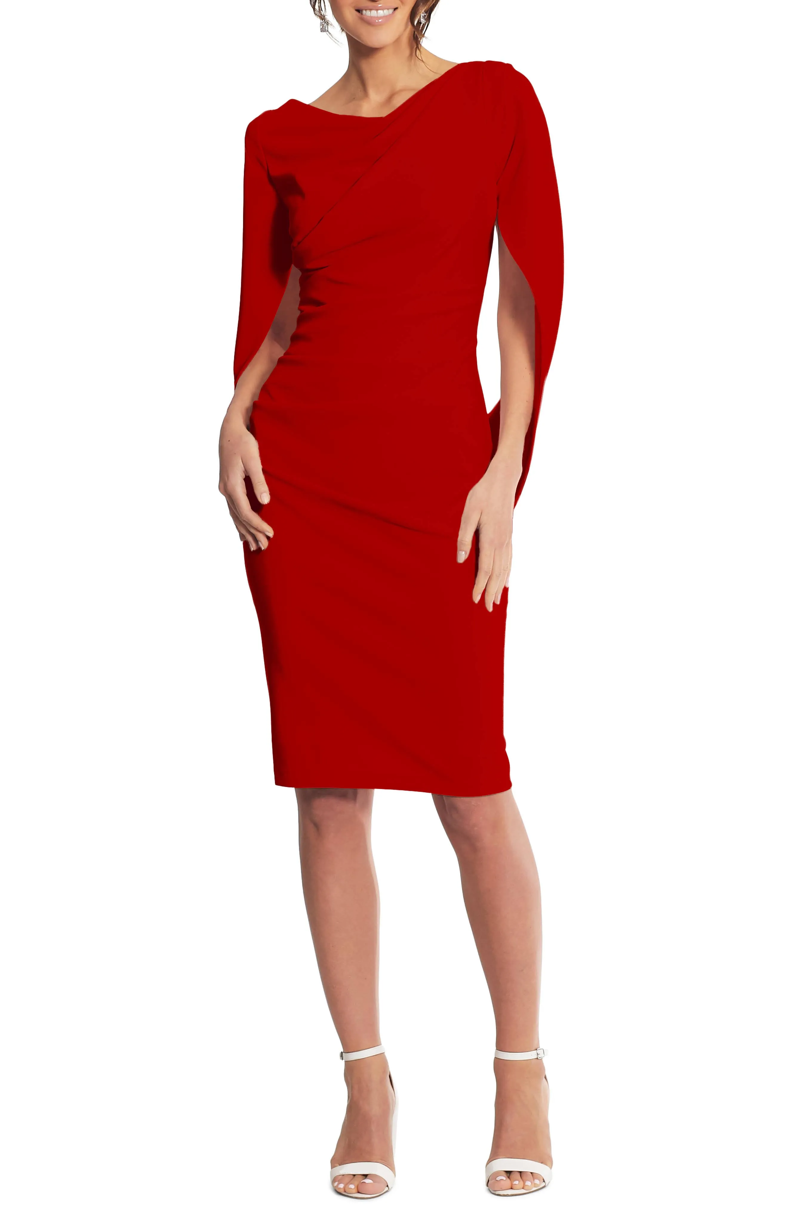 Betsy & Adam Caped Sheath Dress