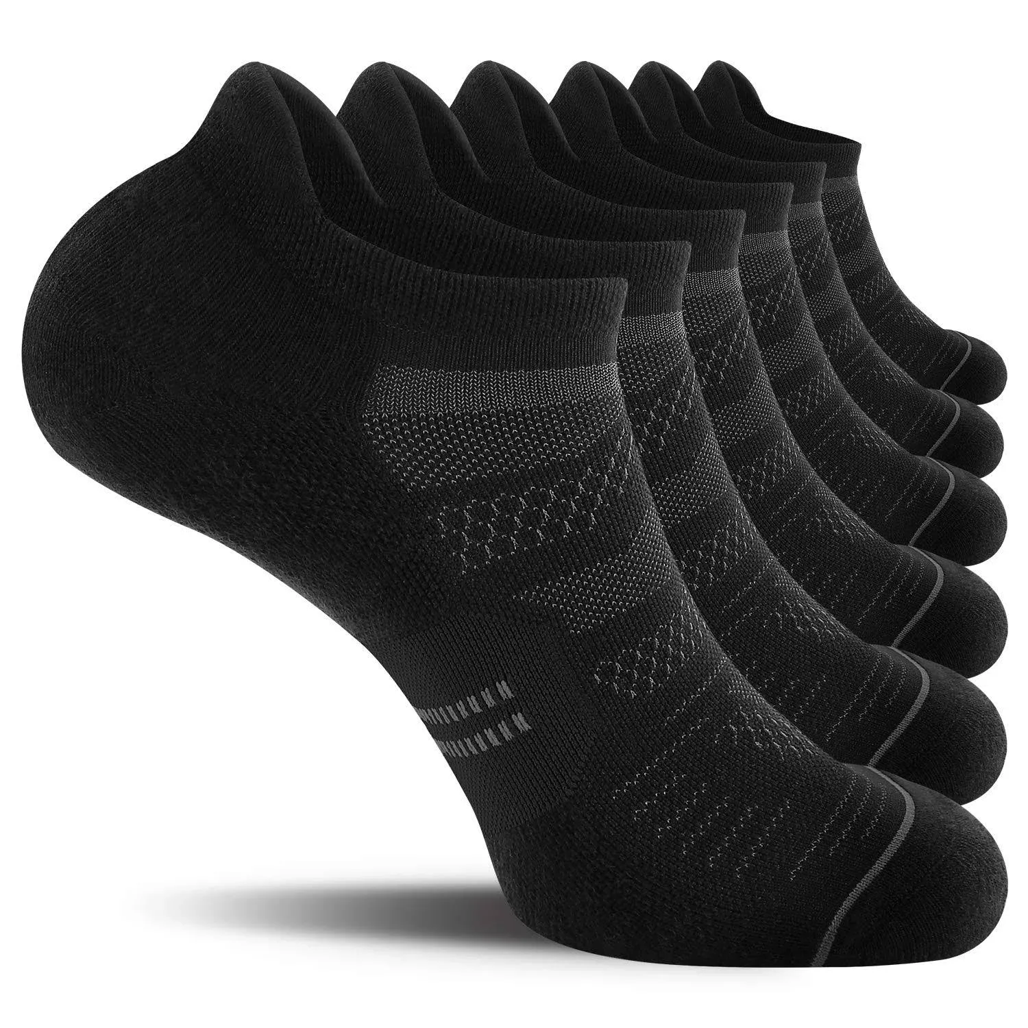 CS CELERSPORT 6 Pack Men's Running Ankle Socks with Cushion, Low Cut Athletic Sport Tab Socks