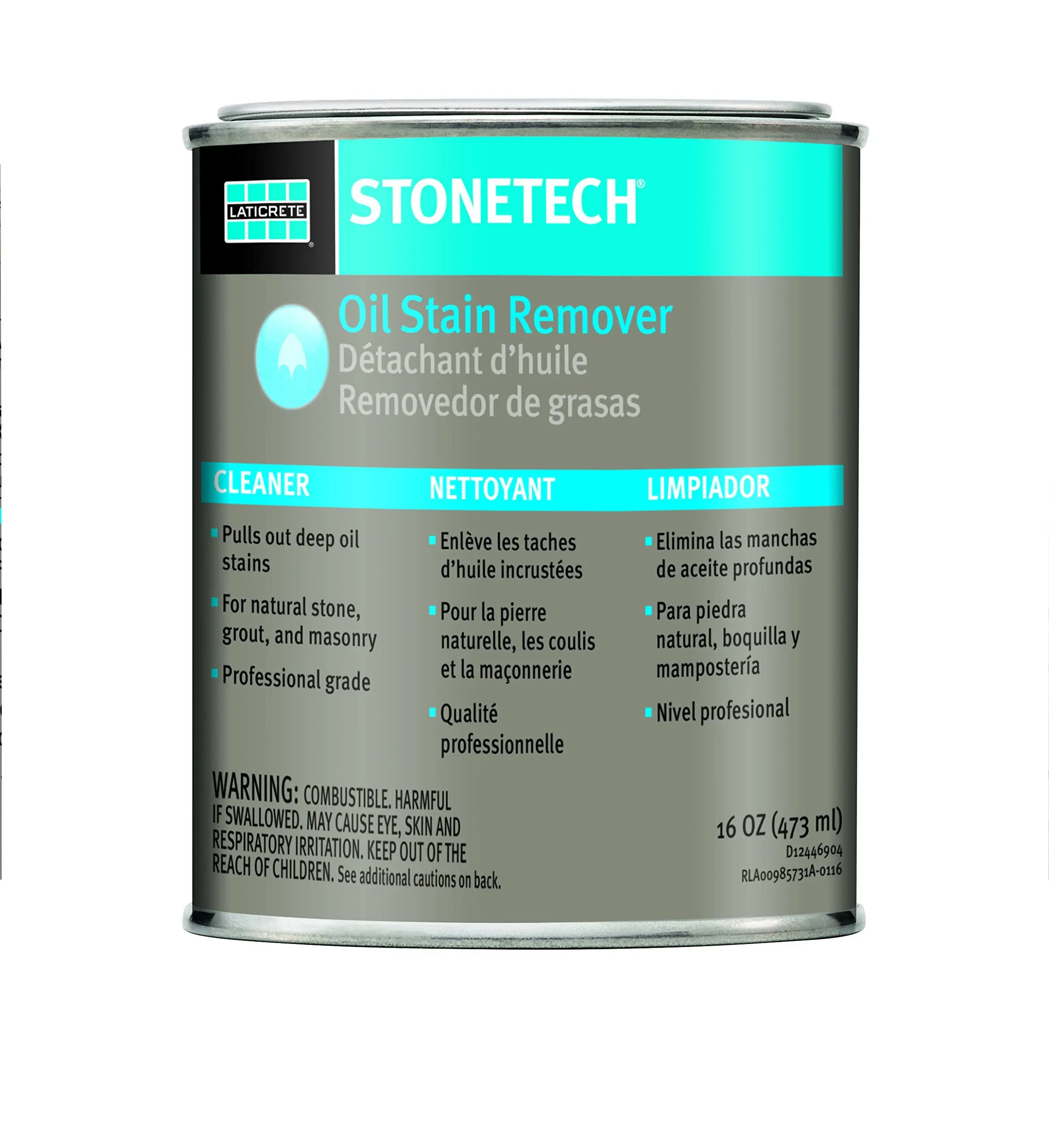 STONETECH Oil Stain Remover, Cleaner for Natural Stone, Grout, & Masonry, 1 Pint/16OZ (473ML) Can