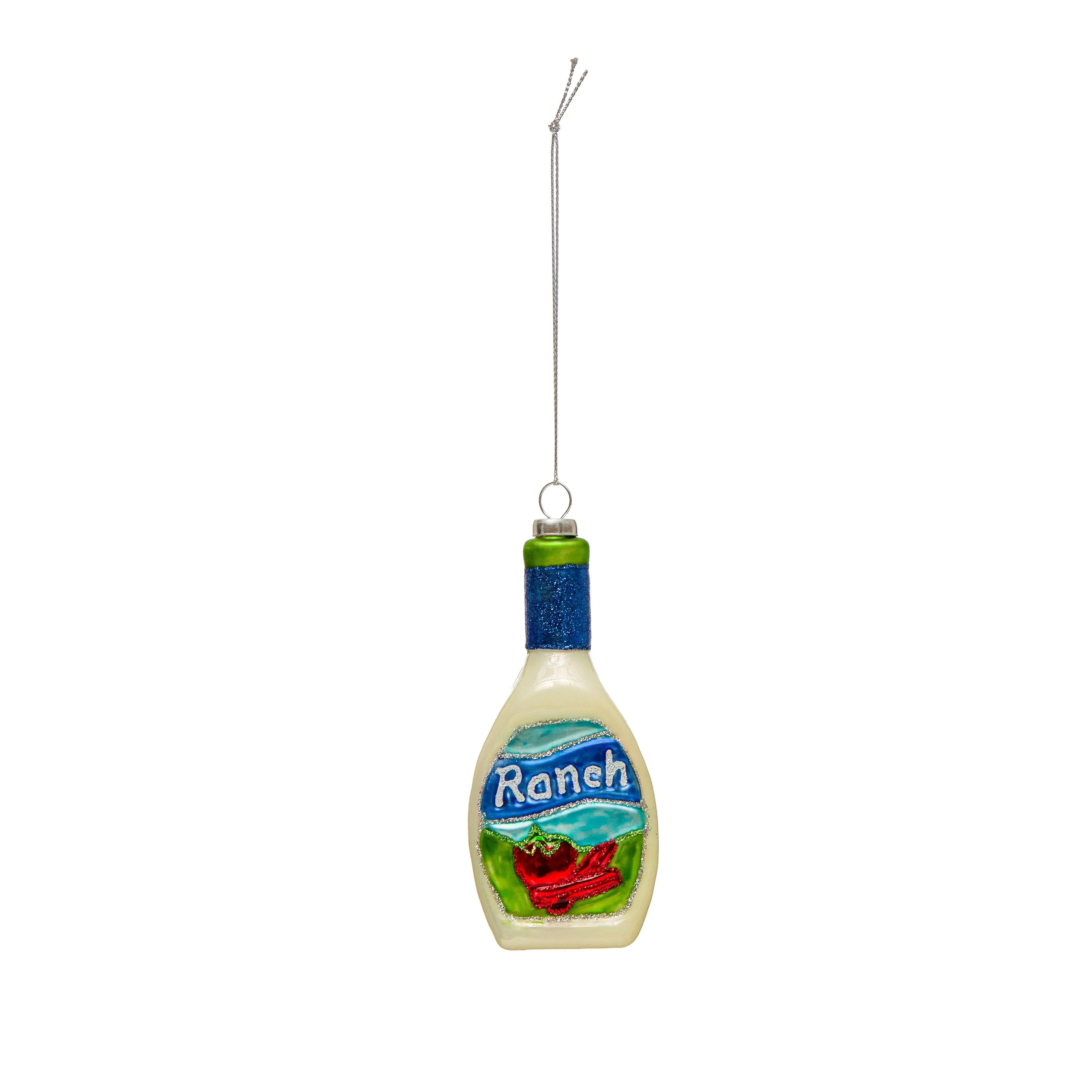 Hand Painted Glass Ranch Dressing Bottle Ornament