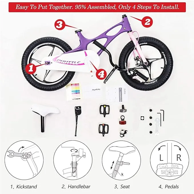 RoyalBaby Space Kids Bike 14 16 18 Inch Mg Aluminium Alloy Boys Girls Bicycle Ages 3-9 Years Disc Brakes Dual Handle Brakes Training Wheel Options