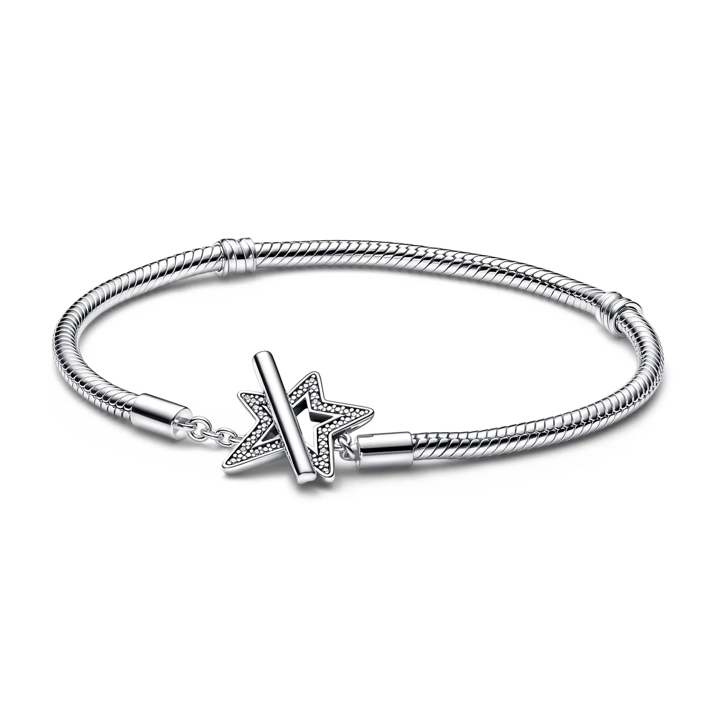 Pandora Moments Sterling Silver Star Schlangen-Glie<wbr/>derarmband 592357C01-20