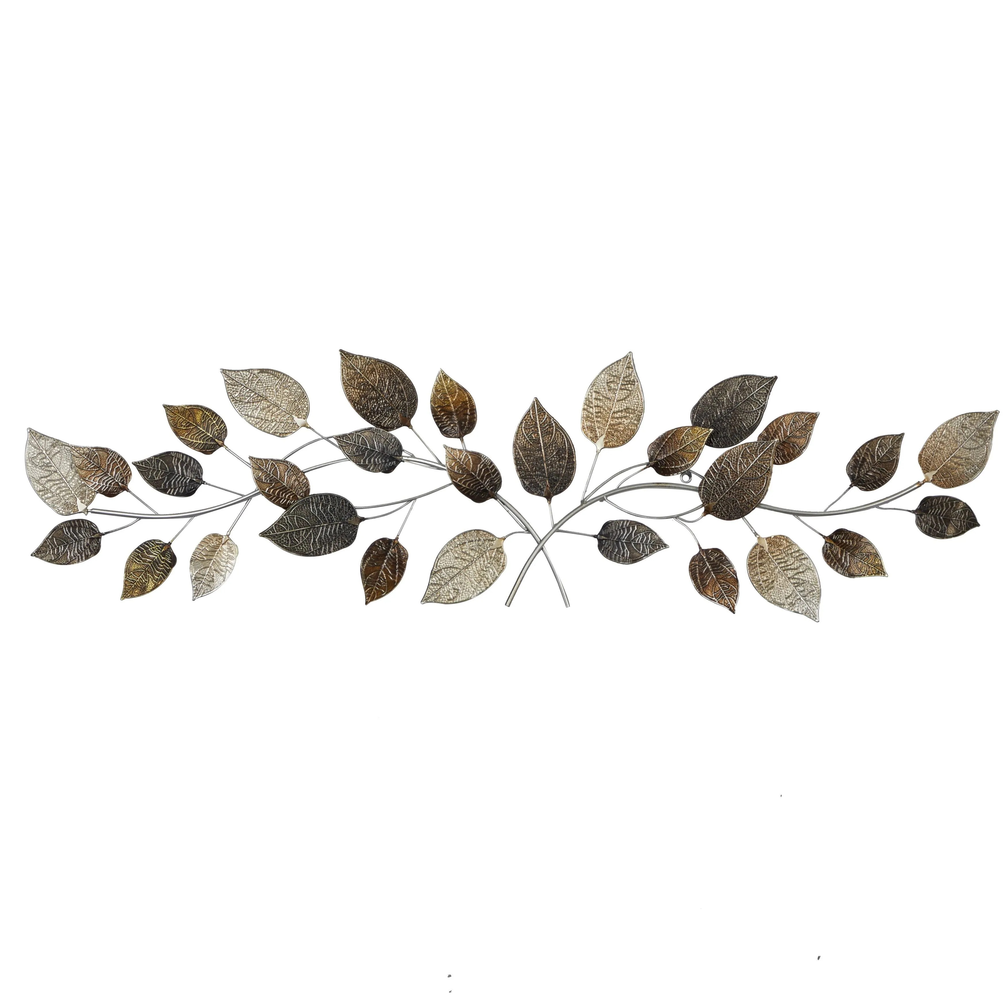 Bronze Metal Long Textured Leaf Wall Decor with Multiple Multi 50 x 2 x 15