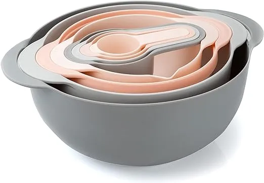 Cook with Color Nesting Bowls with Measuring Cups 8 Piece Pink