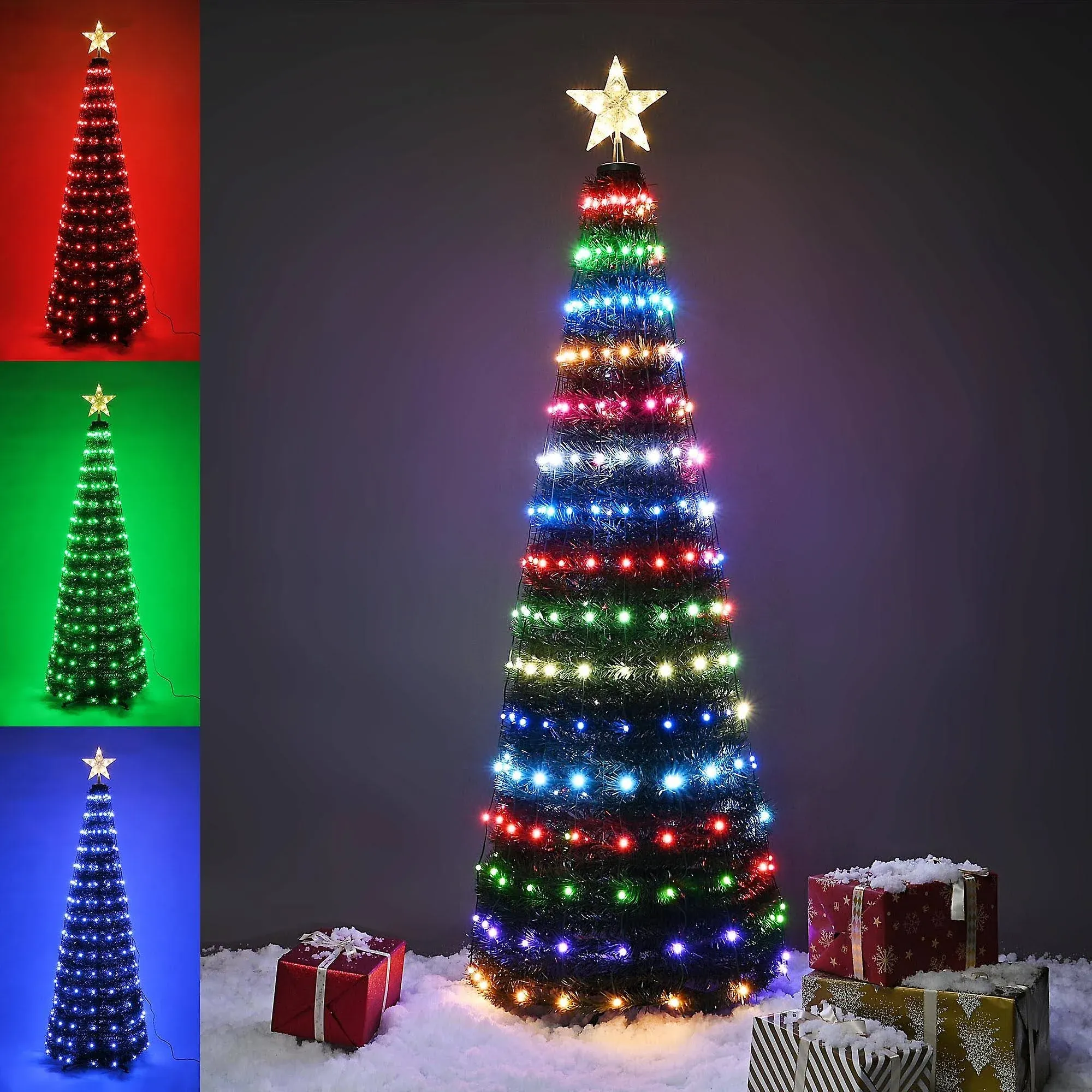 6Ft Rgb Led Christmas Tree Decoration Light With Remote Control