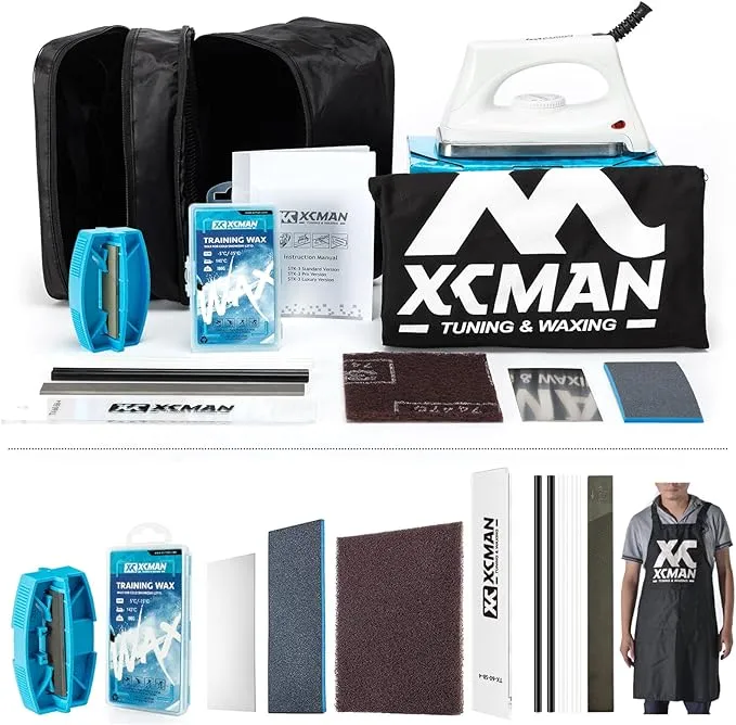 XCMAN Complete Ski Snowboard Tuning and Waxing Kit with Waxing Iron Ski Training Wax Edge Tuner PTEX Ski Waxing Brush Waxing Scraper