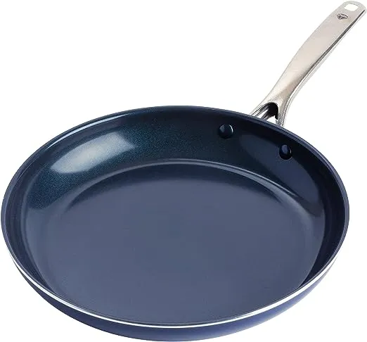 Blue Diamond Cookware Diamond Infused Ceramic Nonstick 12" Frying Pan Skillet, Induction, PFAS-Free, Dishwasher Safe, Oven Safe, Blue