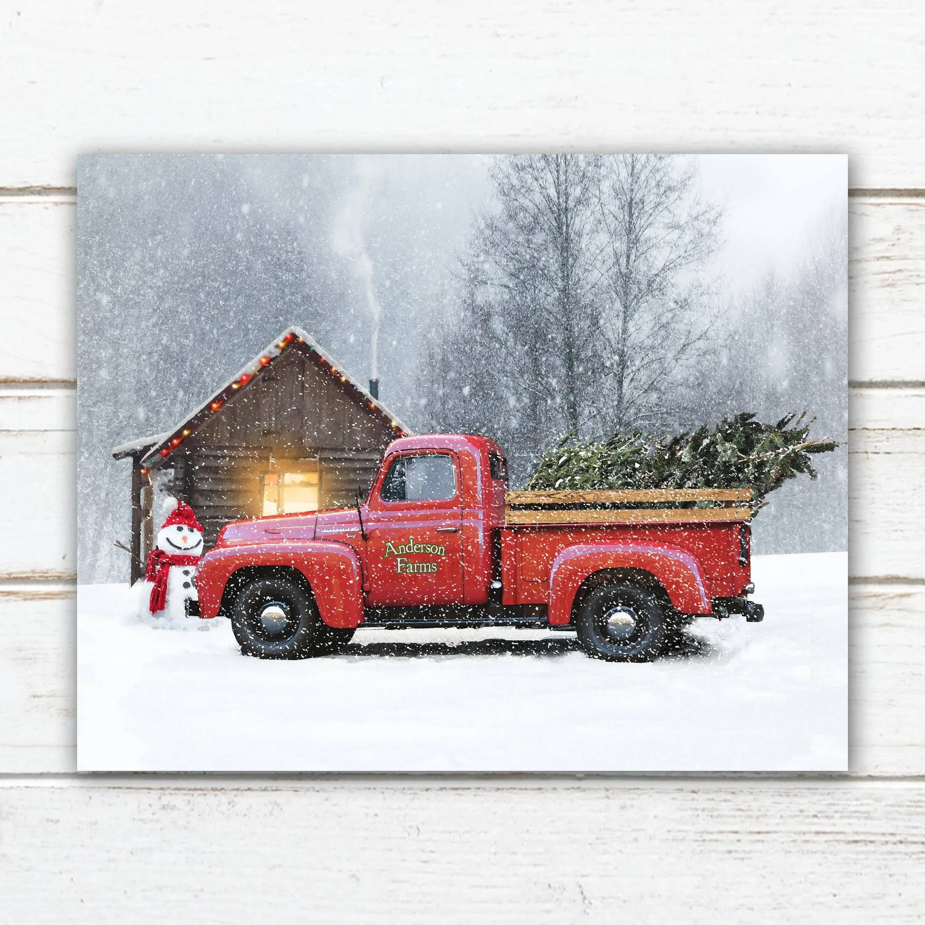 Personal-Prints Season of Joy Red Truck Wood Wall Art