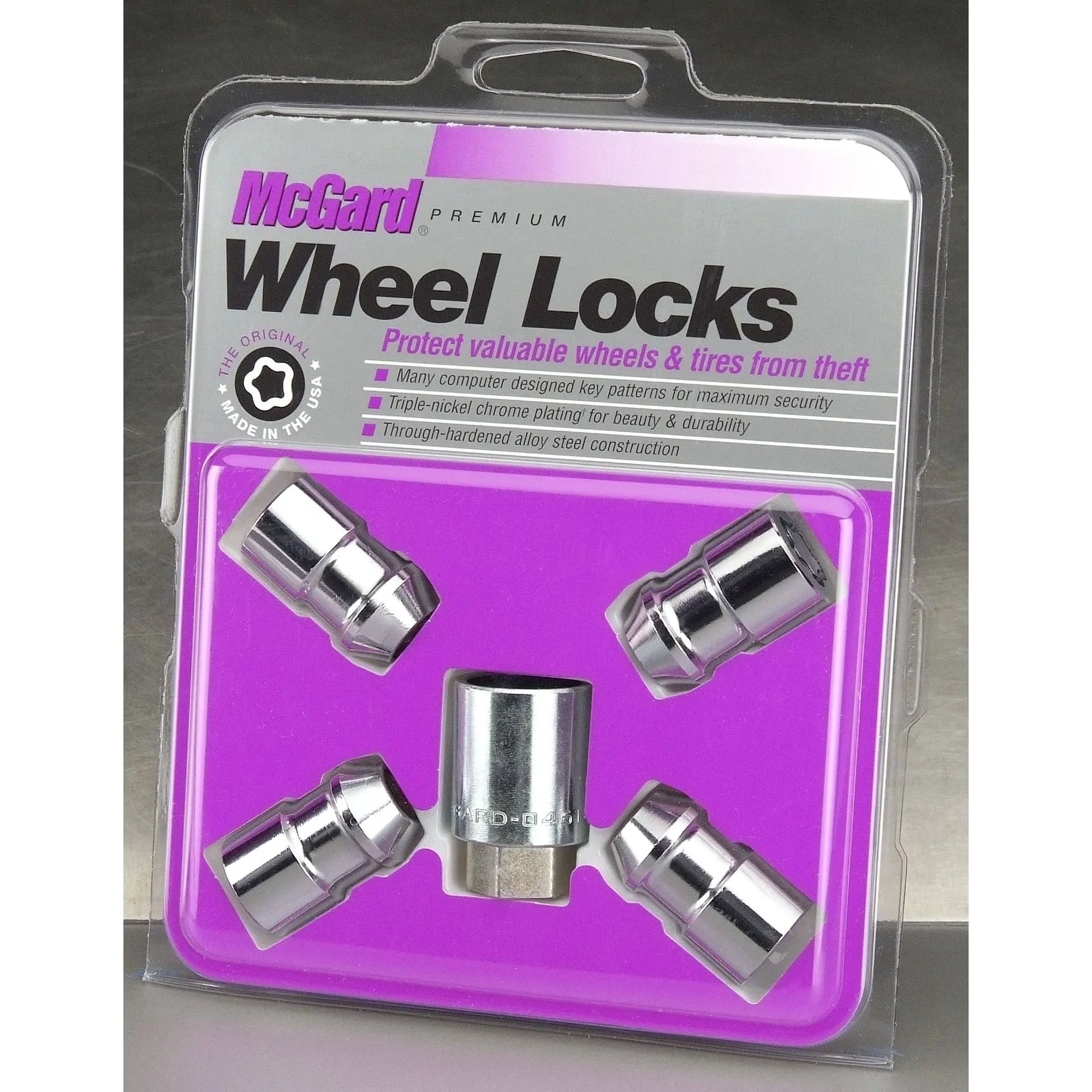 McGard 24198 Chrome Silver Cone Seat Wheel Lock Set