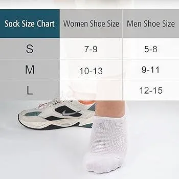 SIXDAYSOX Mens No Show Socks 8 Pairs Invisible Low Cut Cotton Socks Ondo Non Slip Short Socks Size 5-8/9-11/12-14