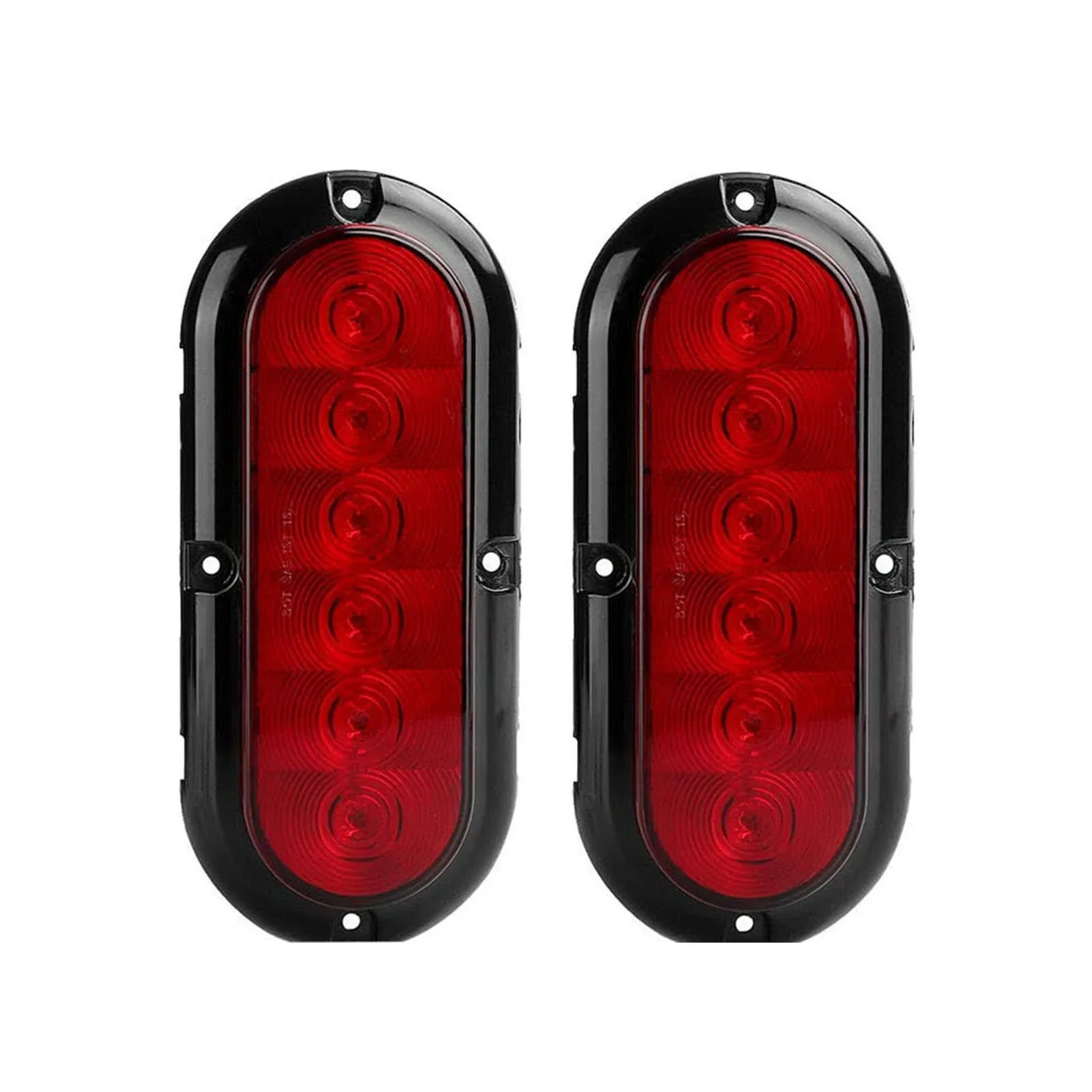 NPAUTO 2pcs 6" Oval Trailer Tail Lights Red 6 LED Stop Turn Brake Light Trailer ...