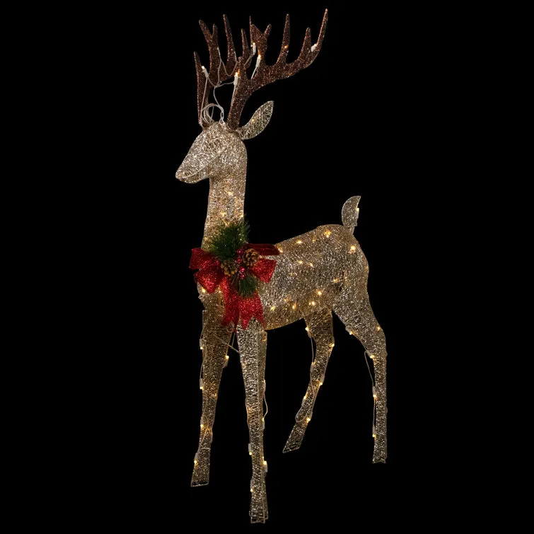 Champagne Deer Lighted DisplayChampagne Deer Lighted Display