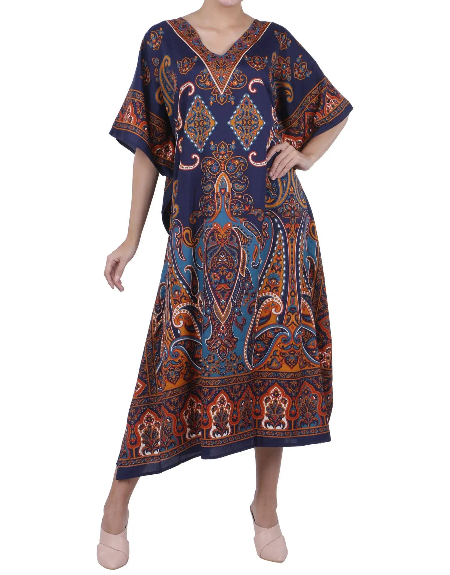 Miss Lavish London Women's Kaftan Tunic Kimono Maxi Dress Summer Beach Cover Up Plus Size Dresses