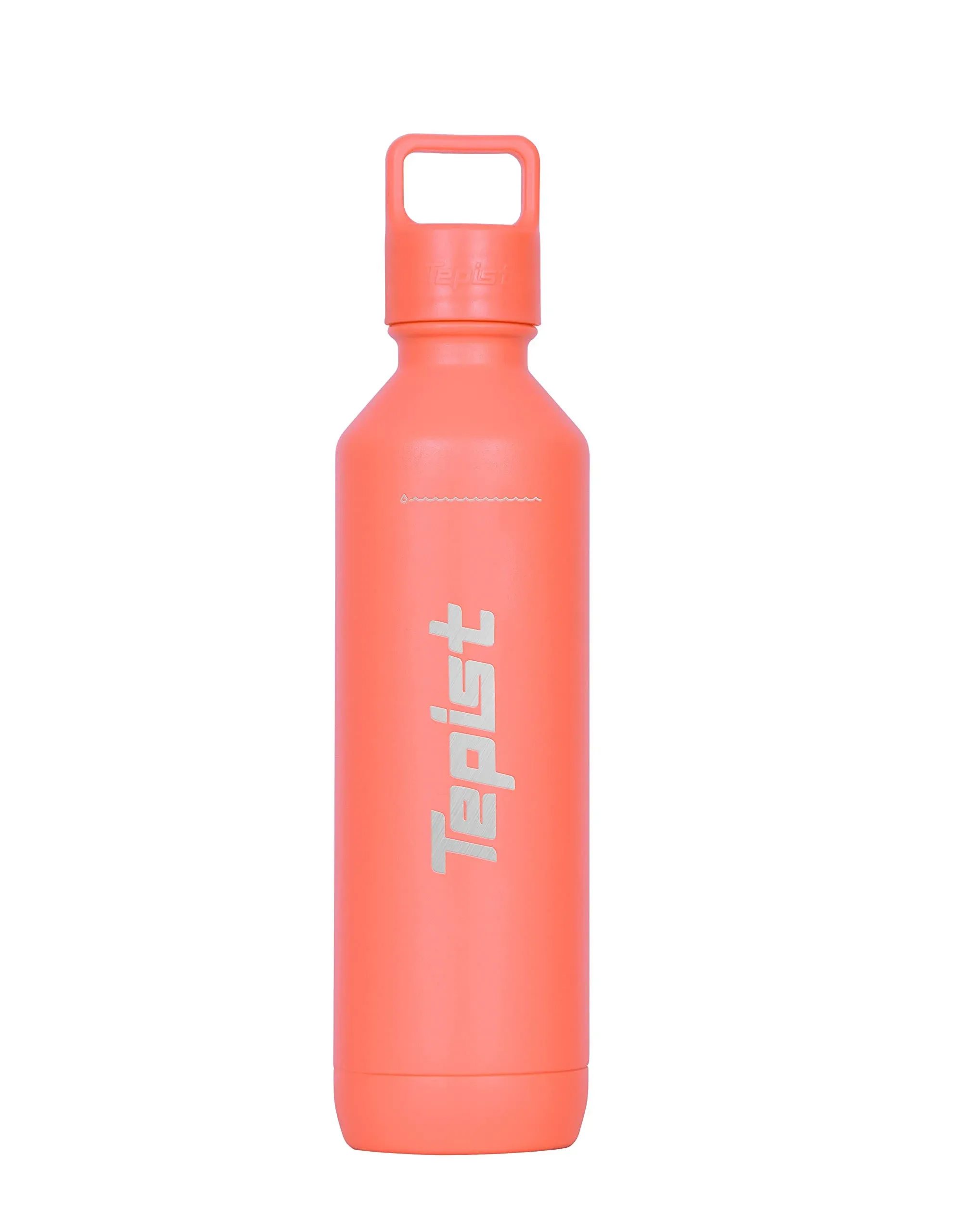 Tepist TwentyO 20oz Stainless Steel Bottle Compatible with Sodastream Machines | Powder Coated Coral | Vacuum Sealed | Double Walled | Leak-Proof | Easy to Carry | Reusable Bottle