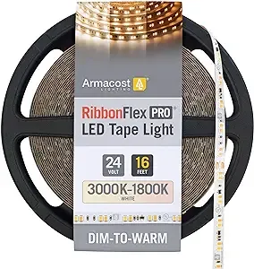 Armacost Lighting RibbonFlex Pro 24V White Dim-to-Warm LED Strip Light Tape Cabinet Lights