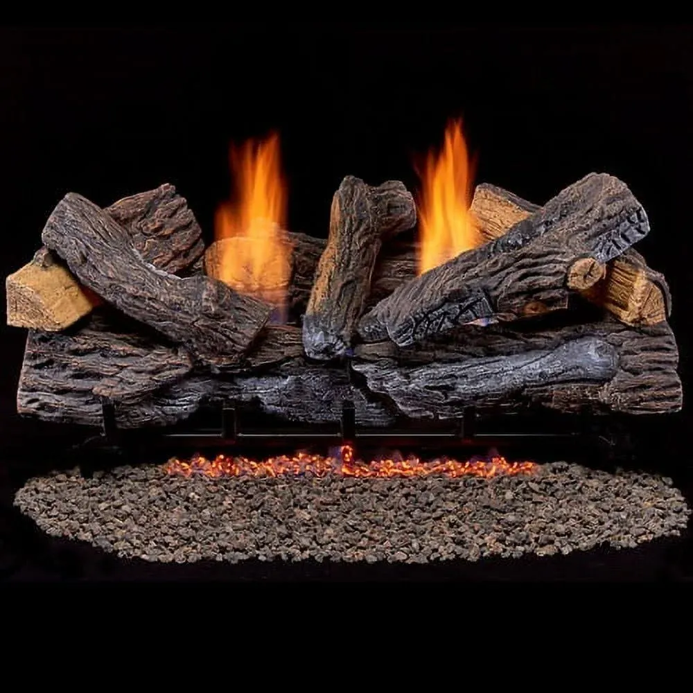 Duluth Forge Ventless Dual Fuel Log Set - 30 in. Stacked Red Oak - 33,000 BTU - T ...