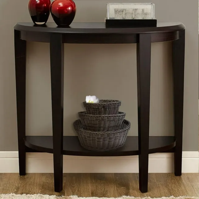 Monarch Specialties Wood Crescent Console Table with Shelf