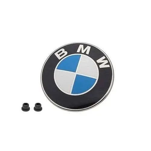 BMW Hood Emblem Logo Badge Roundel 82mm Genuine OE 51148132375 + Grommets 51141807495