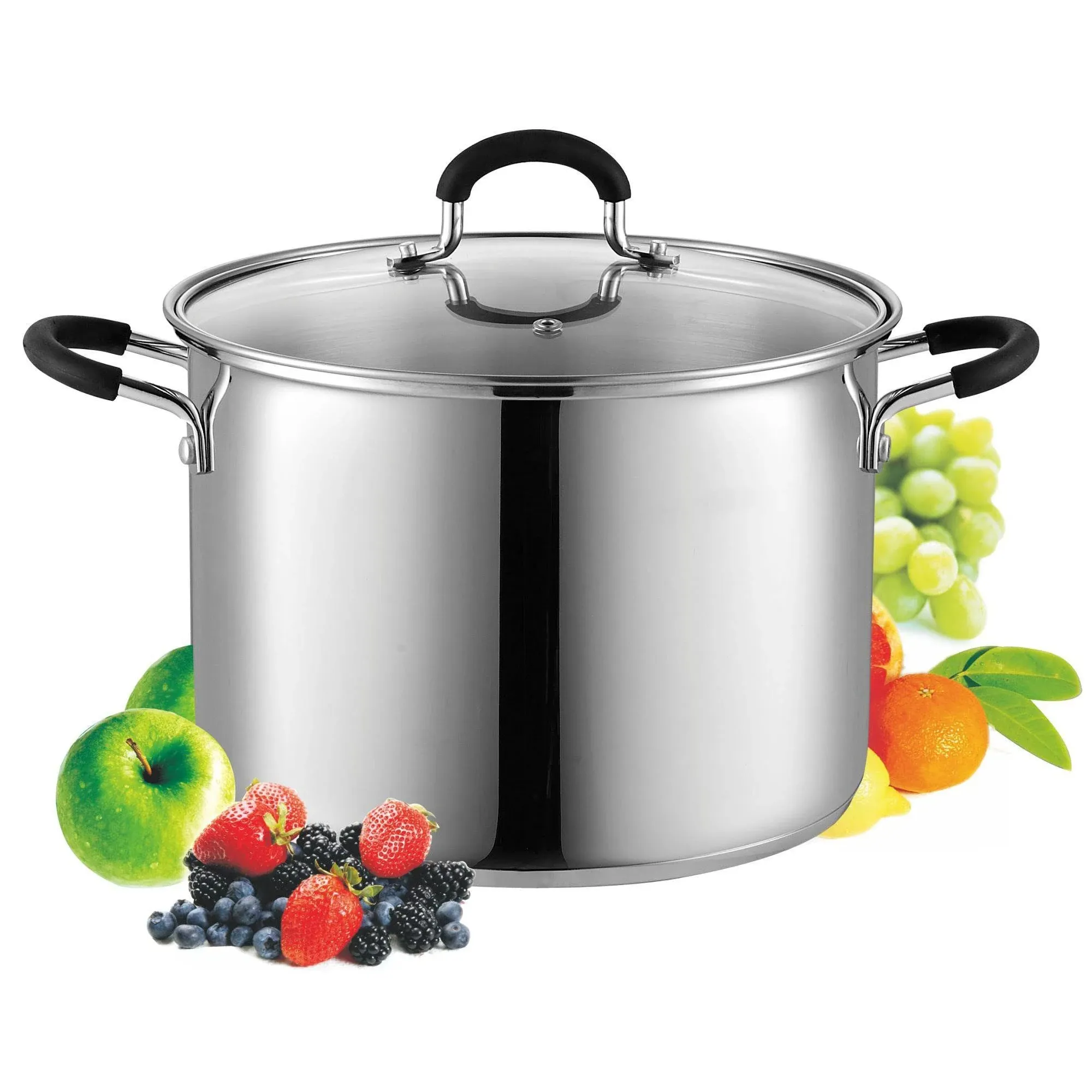 Cook N Home Stockpot Sauce Pot Induction Pot with Lid Professional Stainless Steel 8 Quart