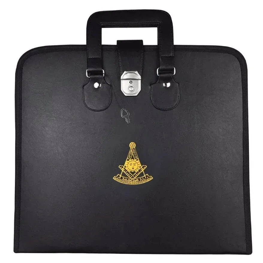 PAST MASTER BLUE LODGE APRON CASE - BLACK IMITATION LEATHER MM/WM, PROVINCIAL