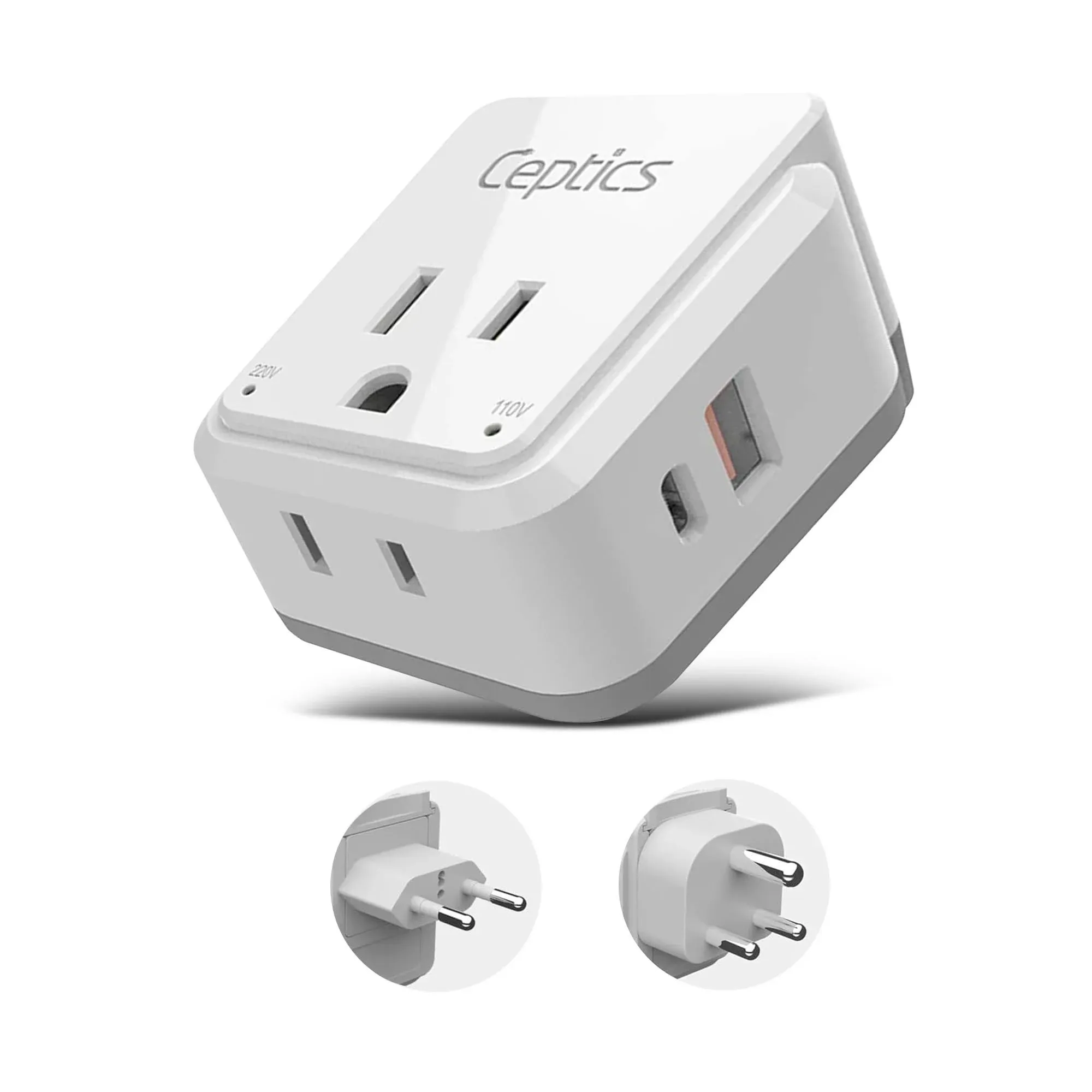 Ceptics India, Maldives Power Plug Adapter Travel Set, 20W PD & QC, Safe Dual USB ...