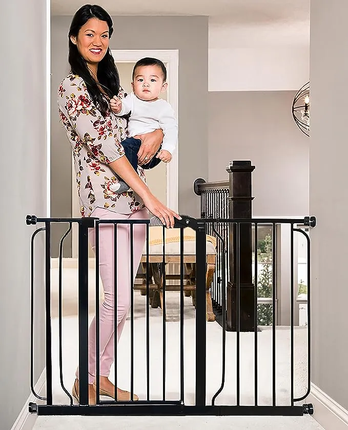 Regalo Easy Step 49-Inch Extra Wide Baby Gate, Includes 4-Inch and 12-Inch Extension Kit, 4 Pack of Pressure Mount Kit and 4 Pack of Wall Mount Kit, Platinum - Total Pack of 1