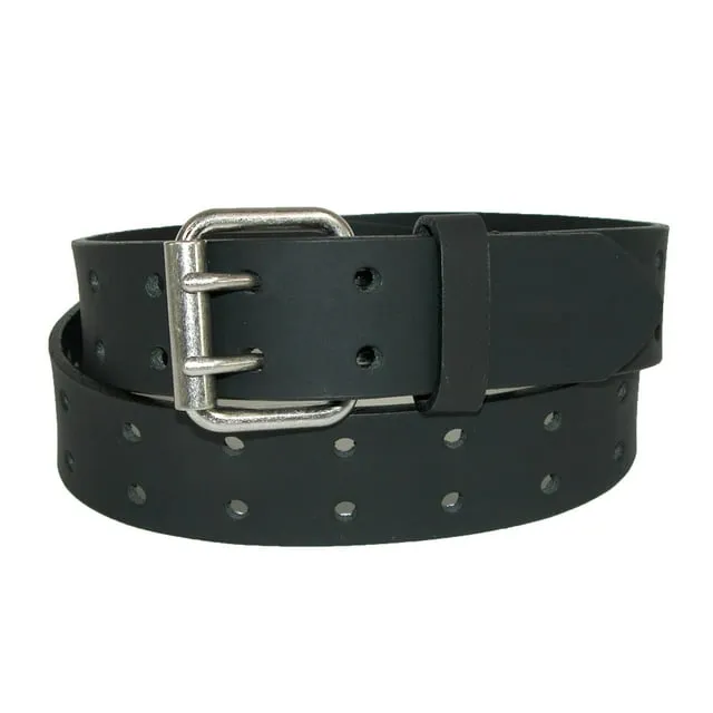 Dickies Men's Perforated Double Prong Buckle Leather Belt