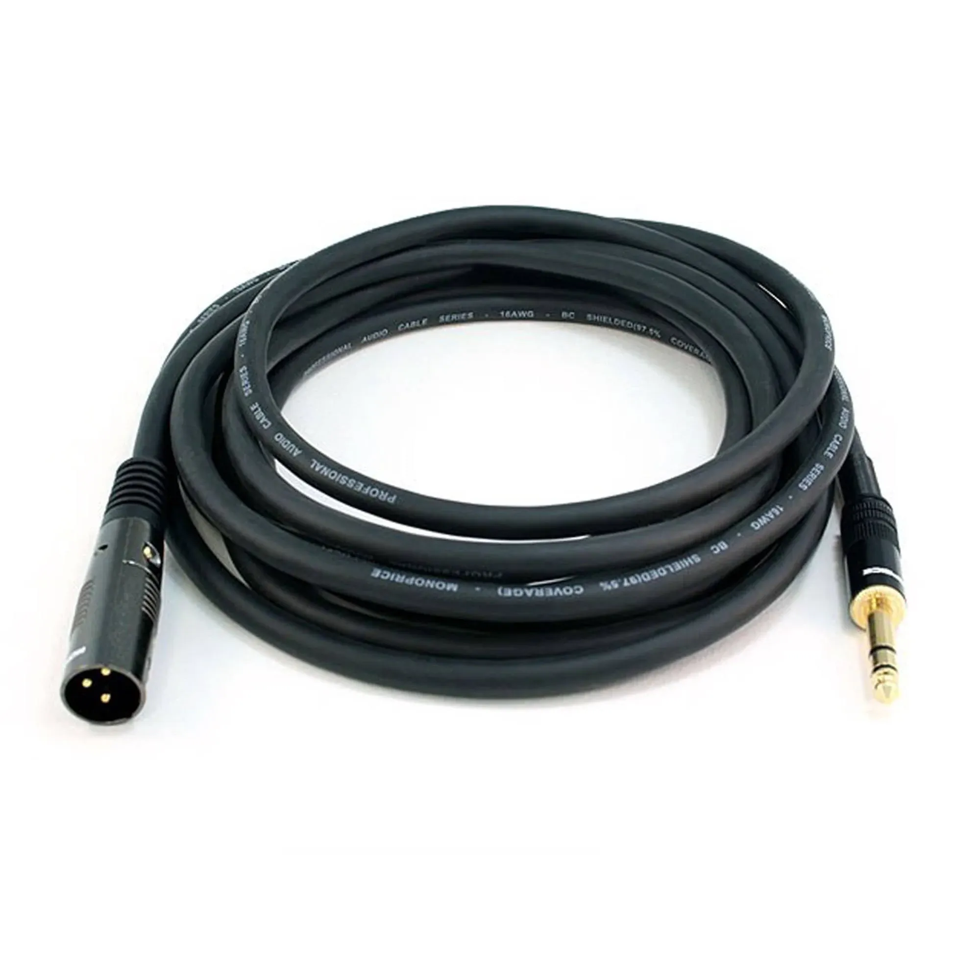 Monoprice 15ft Premier Series XLR male to 1/4in TRS male Cable, 16AWG (Gold Plated)