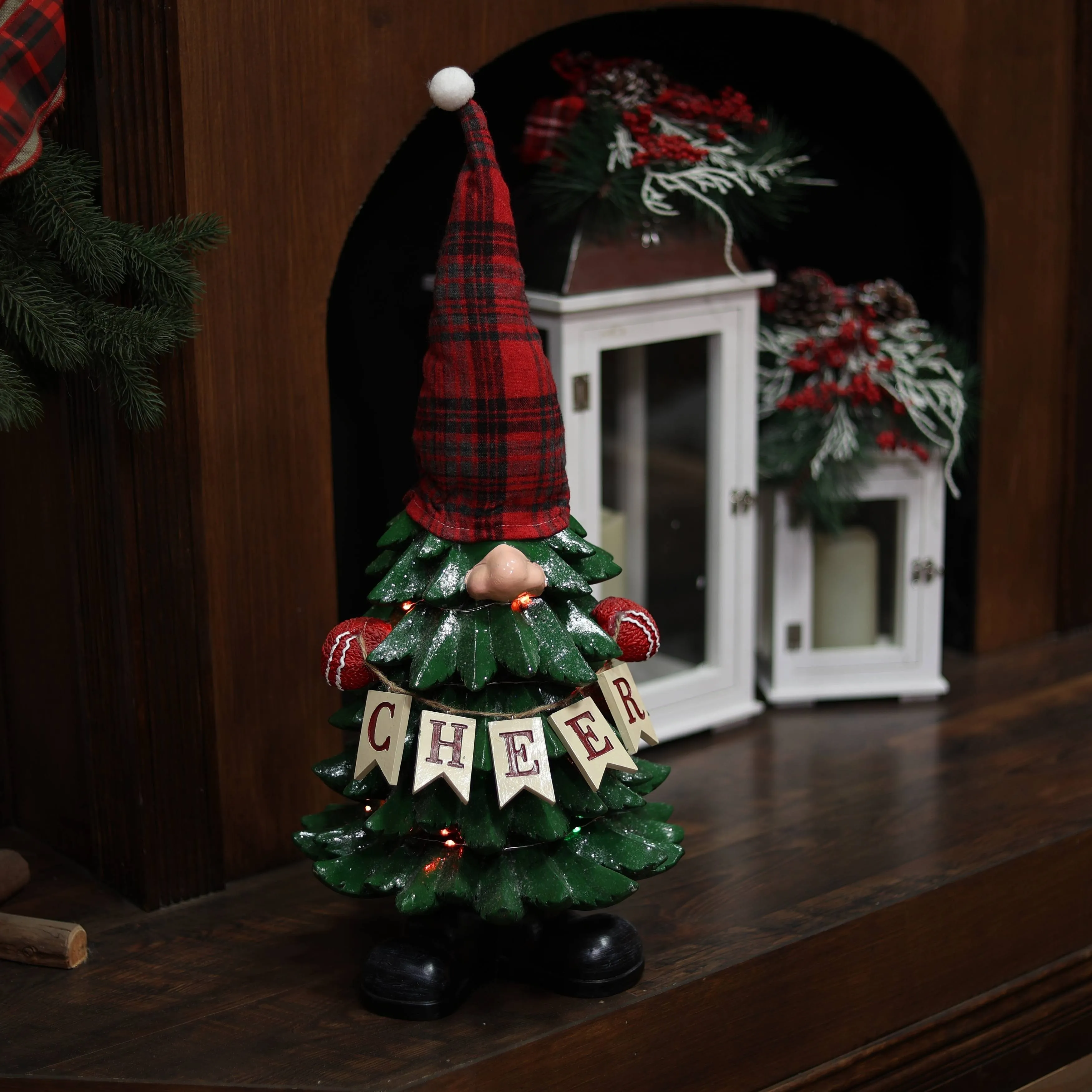 Alpine Corporation 28&#034;H Polyresin Christmas Tree Gnome