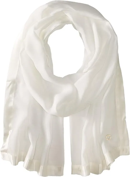 Calvin Klein Satin-Trim Chiffon Evening Wrap - Eggshell