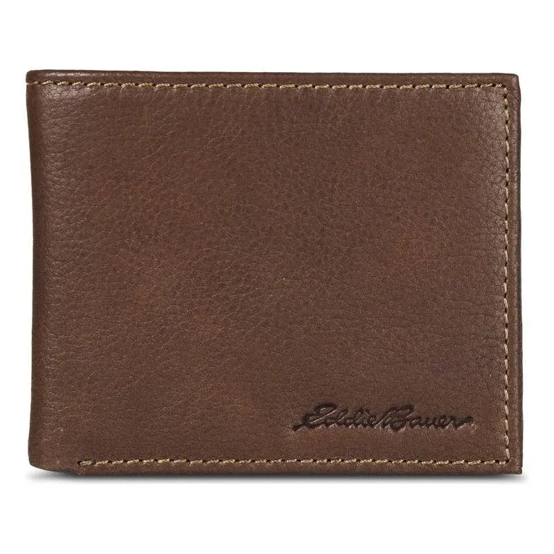 Eddie Bauer Men's Signature Leather Bifold Wallet