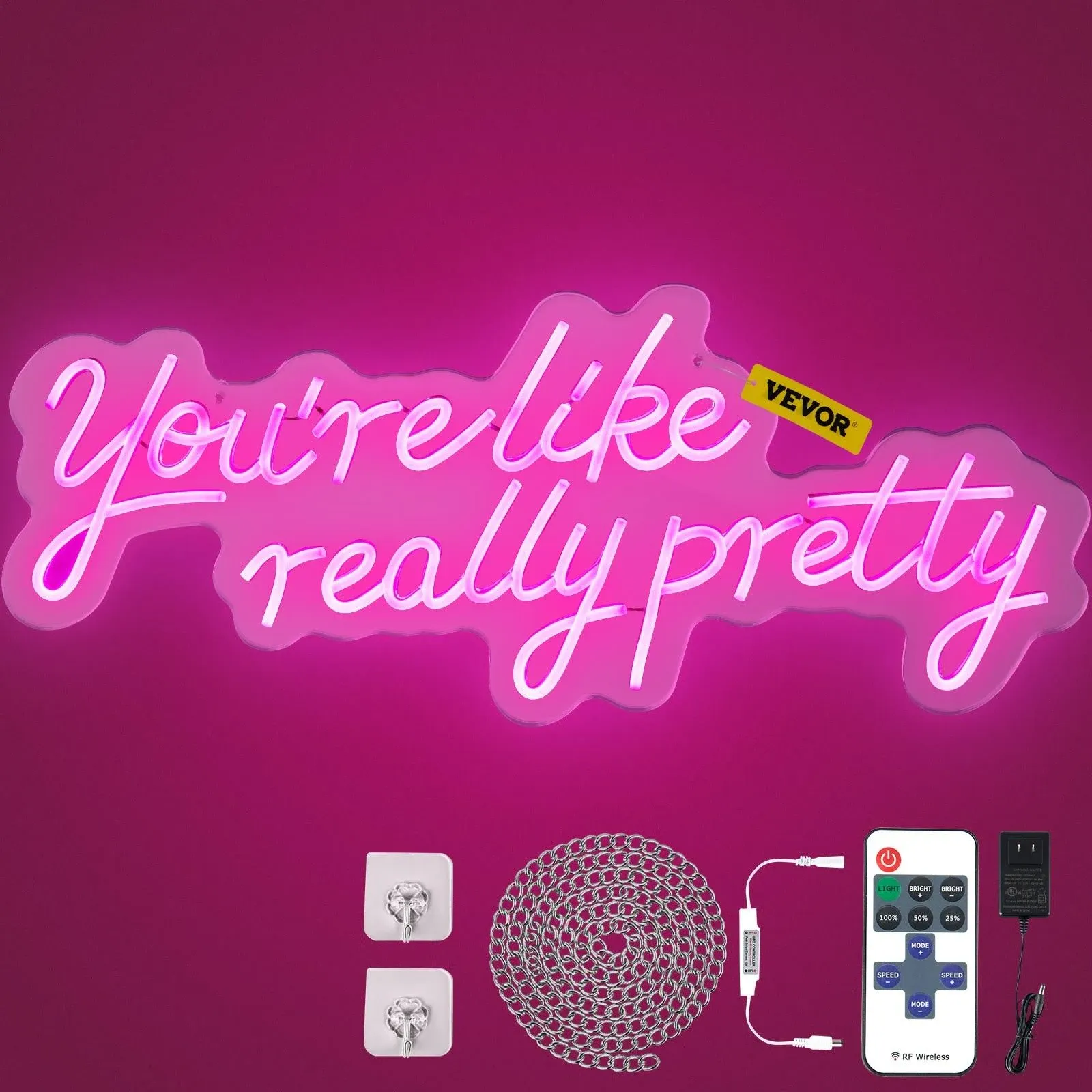 VEVOR You're Like Really Pretty Neon Sign 27.5" x 12" Pink LED Neon Signs for ...