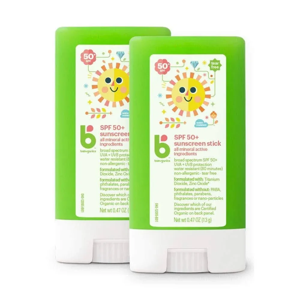 Babyganics Sunscreen Stick SPF 50, .47oz Stick (Pack of 2)