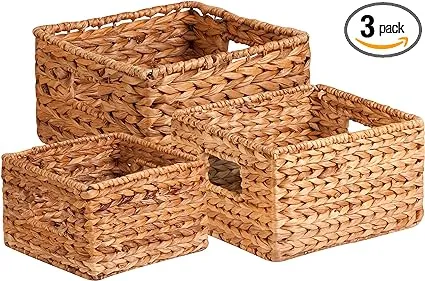 Honey-Can-Do STO-02882 Nesting Banana Leaf Baskets, Multisize, 3-Pack,Natural