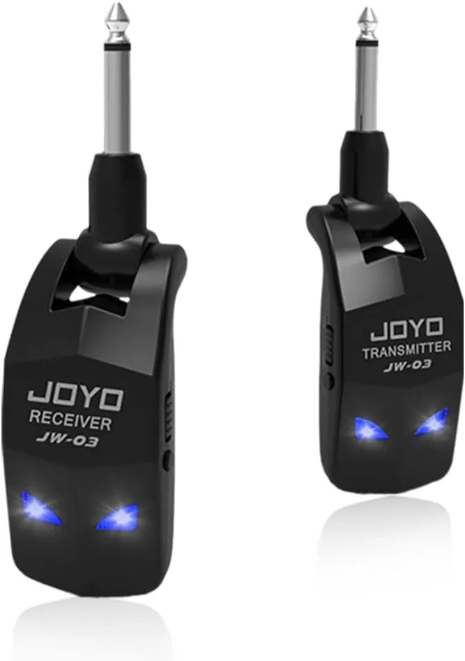 JOYO 2.4GHz Wireless Guitar System 4 Channels Rechargeable Audio Wireless Transmitter Receiver for Guitar Bass Electric Instruments (JW-03)