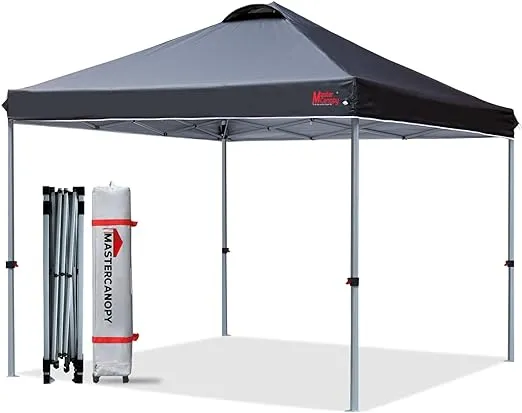 MASTERCANOPY Durable Ez Pop-up Canopy Tent with Roller Bag (10x10, Black)